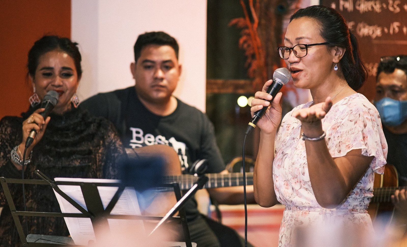 Live singers performing at Bouchon Wine Bar