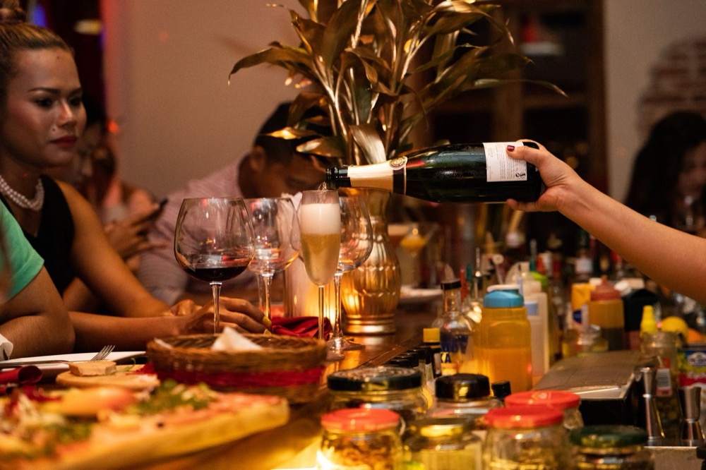 Wine being poured at Bouchon Wine Bar